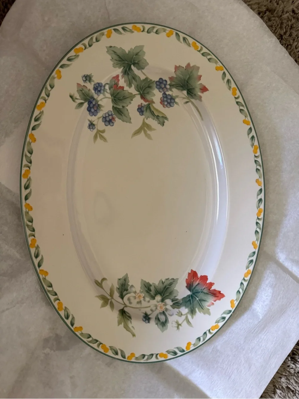 Avon Julie Pople Country Fruit Ceramic Serving Bowl & Oval Platter